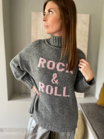 Pull Rock & Roll - gris anthracite/ rose pastel