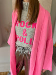 Pull Rock & Roll - gris clair / rose fuchsia