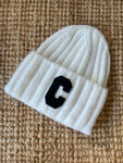 Bonnet “C” en Angora - blanc