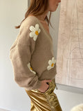 Gilet Marguerites - taupe