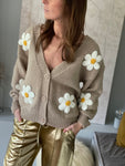 Gilet Marguerites - taupe