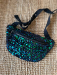 Sac banane sequin - noir/vert