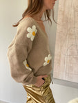 Gilet Marguerites - taupe