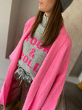 Pull Rock & Roll - gris clair / rose fuchsia