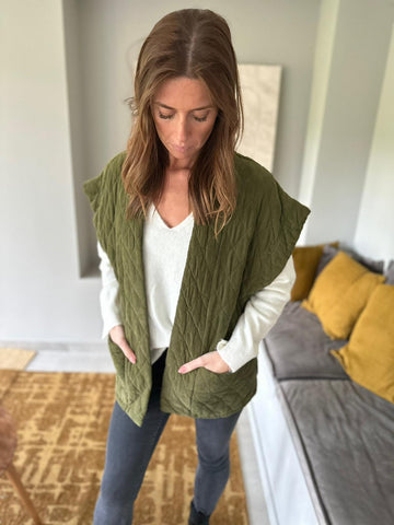 Gilet Sans Manches Jamie velours - Olive